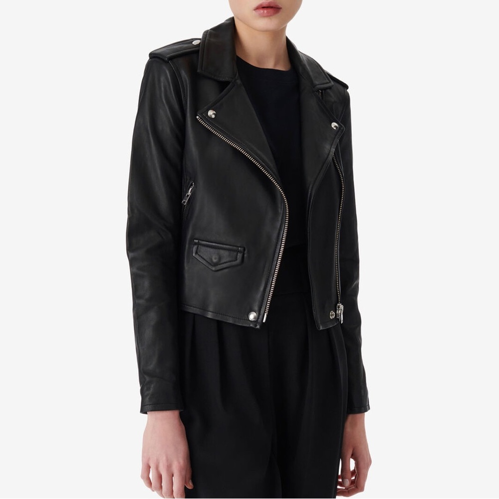 IRO Ashville Leather Jacket Black Size EU 38
